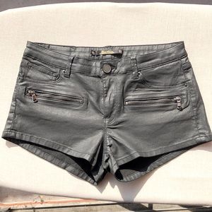 NWOT Zara Woman Faux Leather/ denim shorts
